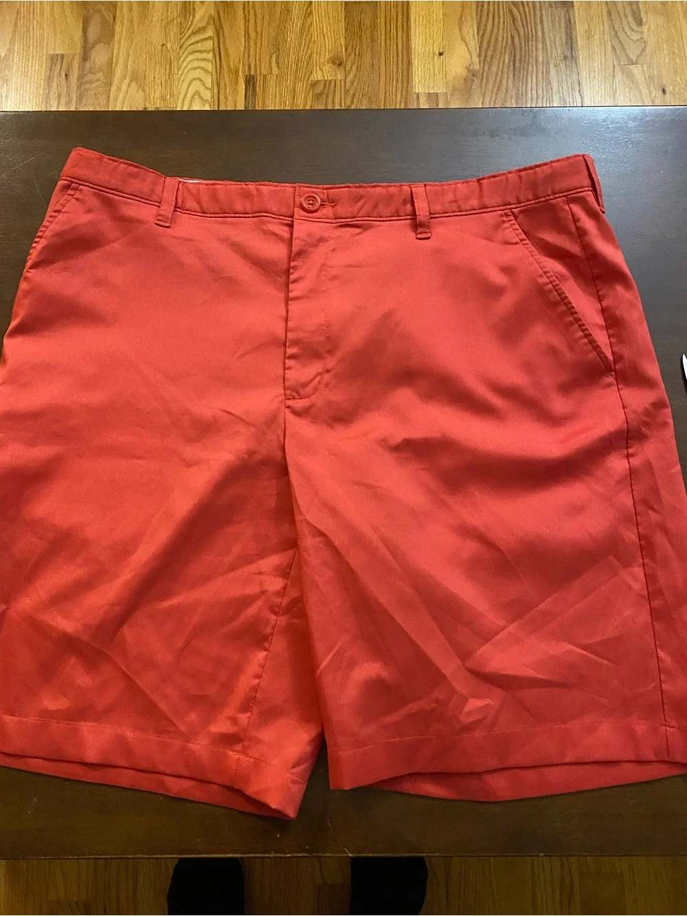 Greg Norman Collection Coral-Red Flat Front Chino Shorts